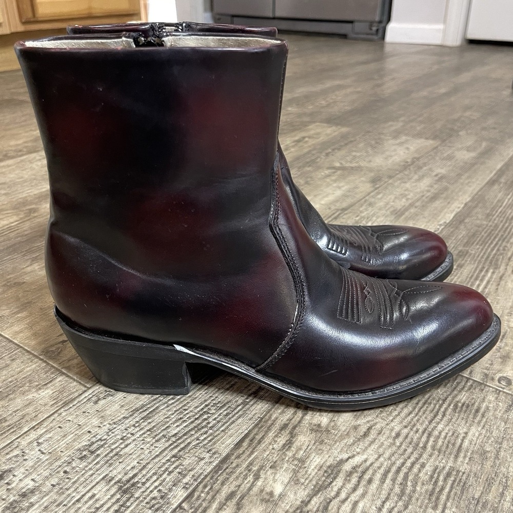 DURANGO MENS BOOTS SIZE 8D BLACK CHERRY GREAT CONDITION SIDE ZIP